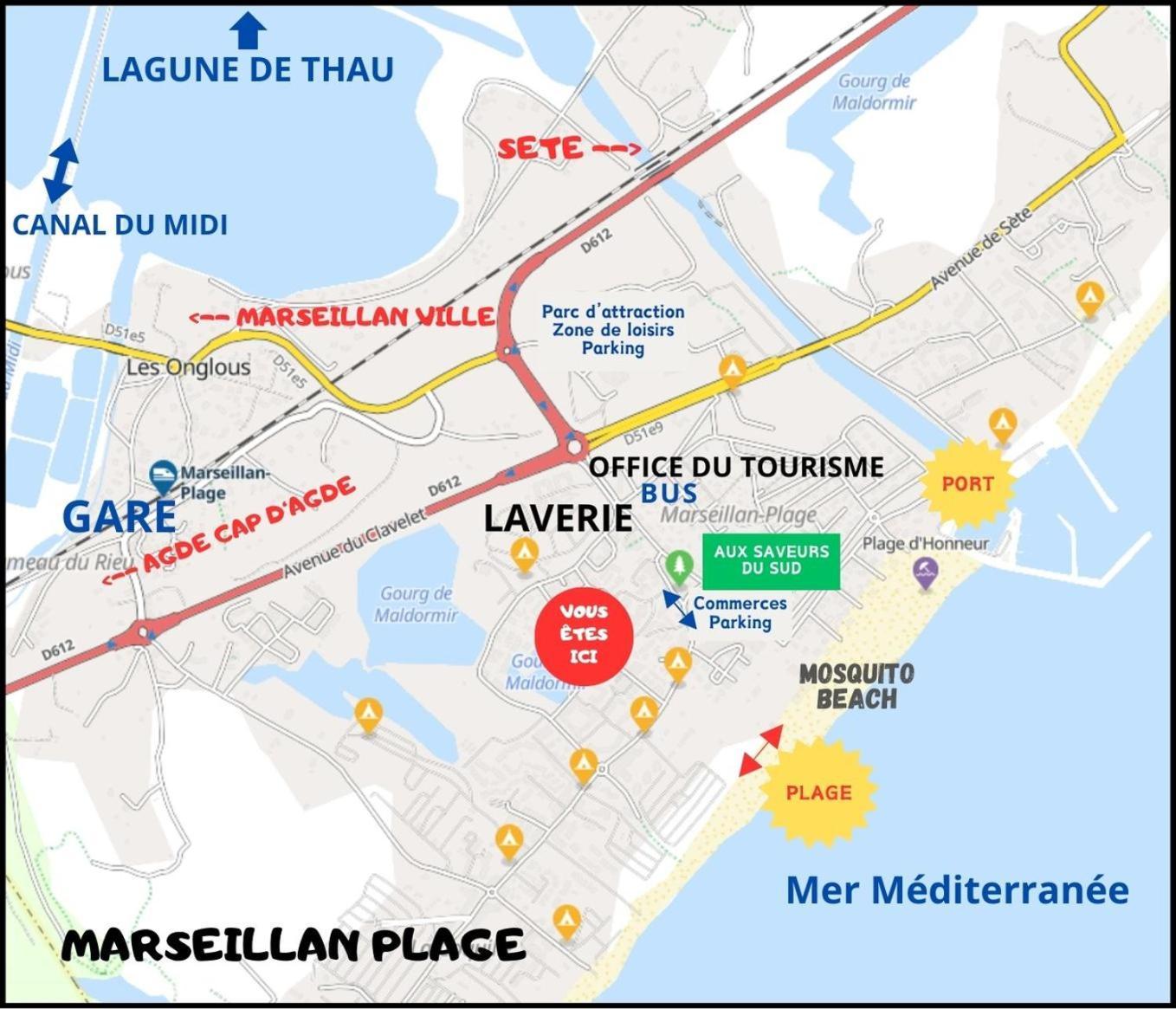 Residence Le Sunset Marseillan-Plage, Entre Mer Et Lagune De Thau, Etape Velo, Famille, Couple, Vrp, Toutou Admis, Jardin, Parking Prive Gratuit, Velos, Clim, Wifi Fibre Gratuite, Commodites, Plage Et Piste Cyclable A Proximite, 6 Couchages Nous Cont Eksteriør bilde